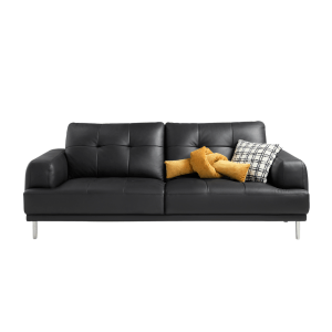 Linspire Vertex 3-Seater Genuine Leather Sofa, Black