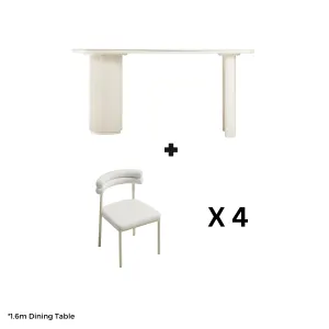 Linspire Flova Dining Table(160x80cm) and 4 Chairs Set