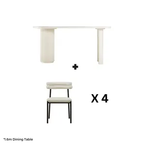 Linspire Flova Dining Table(160x80cm) and 4 Chairs Set, Black