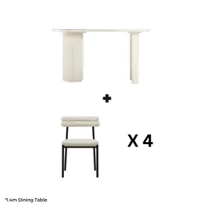 Linspire Flova Dining Table(140x80cm) and 4 Chairs Set, Black