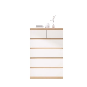 Loft Ensio Chest of 6 Drawers, Tallboy, White & Light Wood