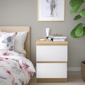 Loft Ensio Bedside Table, White & Light Wood