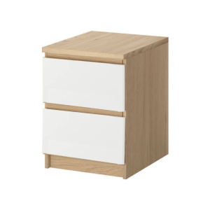 Loft Ensio Bedside Table, White & Light Wood