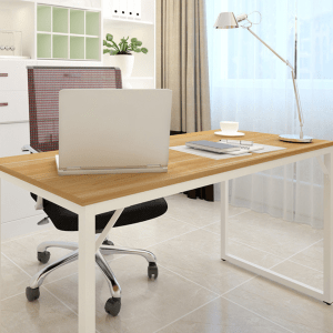 Loft Newton Steel Frame Desk, 1.2m, White & Light Wood