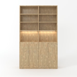 Loft Kiri Bookcase with 4 Doors, 1.2m, Light Wood