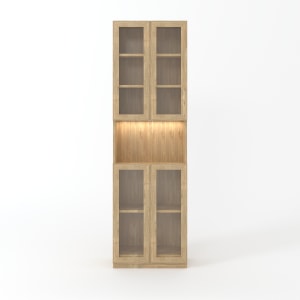 Loft Kiri Bookcase with 4 Glass Doors, 0.6m, Light Wood