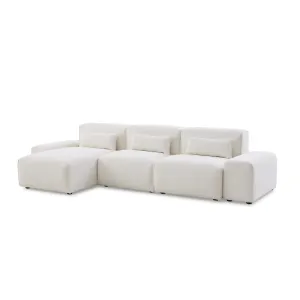 MODE Bravo 4.5-Seater Modular Sofa with Chaise and Arm, Boucle, Cream White