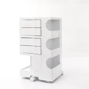 Joe Colombo 3 Tier Boby Storage Trolley Cart Replica, White