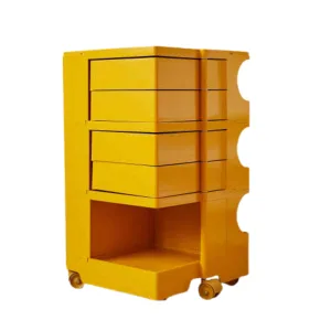 Joe Colombo 3 Tier Boby Storage Trolley Cart Replica, Yellow
