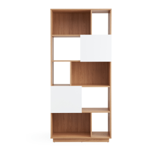 MODE Osten Bookcase, White & Oak Effect, 80x32x173cm