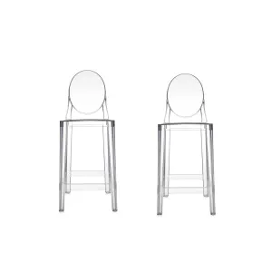 Philippe Starck Victoria Ghost Bar Stool With Back Replica, Set of 2