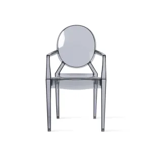 Philippe Starck Louis Ghost Chair with Arms Replica, Smoky Black