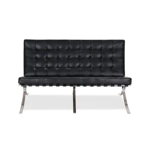 Mies Van Der Rohe Barcelona Chair with Ottoman Replica, 2-Seater
