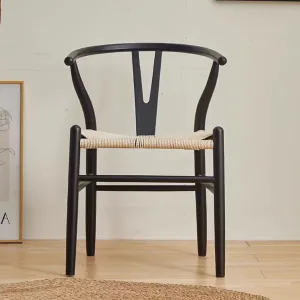 Hans Wegner Wishbone Dining Chair CH24 Replica, Black, Set of 2