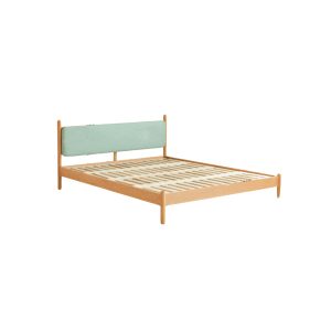 SolidWood Ayla Small Queen Bed Frame, Light Teal