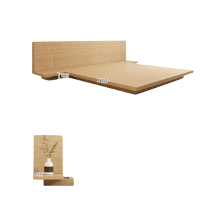 Loft Japandi Platform King Bed Frame with 2 Bedside Tables