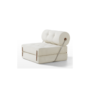 Linspire Sora Corduroy Lounge Sofa Bed, White