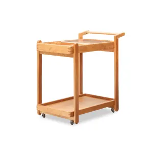 Solidwood Quartz Cherry Movable Side Table with Glass Tray