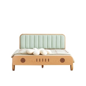 SolidWood Ayla Car Styling Small Double Bed Frame, Beech