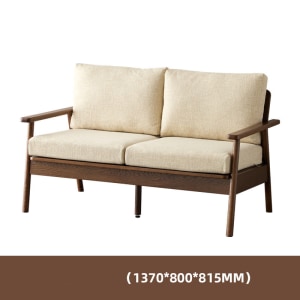 Solidwood Seattle 2-Seater Sofa, 137x80CM, Beige/Dark Wood