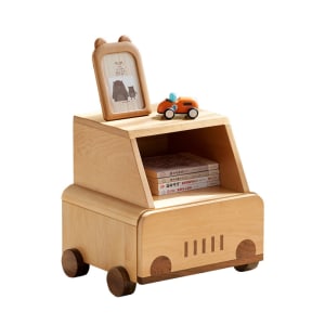 Solidwood Ayla Car Styling Bedside Table, 42x38CM, Beech