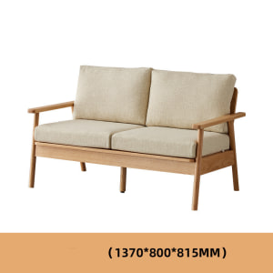 Solidwood Seattle 2-Seater Sofa, 137x80CM, Beige/Oak