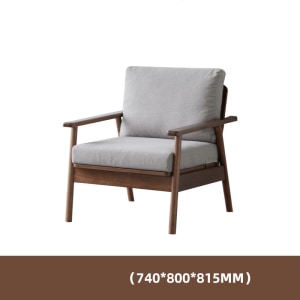 Solidwood Seattle 1-Seater Sofa, Grey/Dark Wood