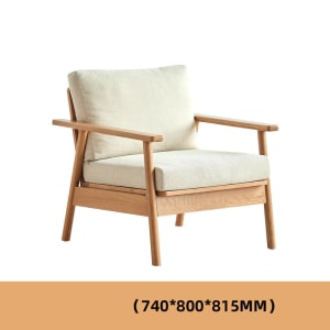 Solidwood Seattle 1-Seater Sofa, Beige/Oak