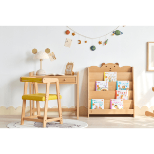 Solidwood Ayla Bear Styling Bookshelf of Five-tier, 78x33CM, Beech