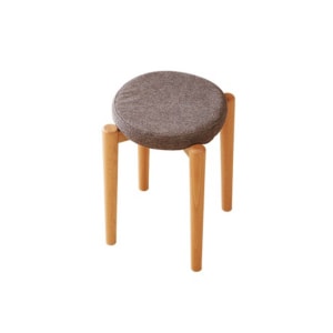 Solidwood Milan Stool with Cushion, 41.5X45cm, Beech & Brown