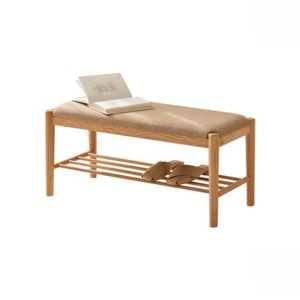 Solidwood Fuji Shoe Bench with cushion, 80x35x42cm, Oak