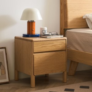 Solidwood Wind Bedside Table, 40x36x45cm, Oak