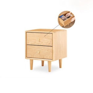 Solidwood Fuji Bedside Table, 40x35x48cm, Oak