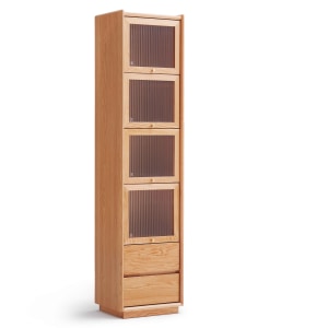 Solidwood Amber 4-Tier Storage Cabinet with 2 Drawers