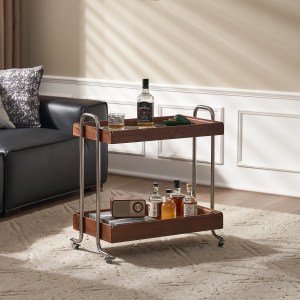 Solidwood Luxembourg Storage Trolley with Glass Top Shelf