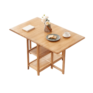 Solidwood Kano Foldable Dining Table with 2 shelves