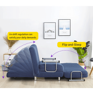 Urbana Flip-n-Sleep Sofa Bed, Blue, #472, 120cm