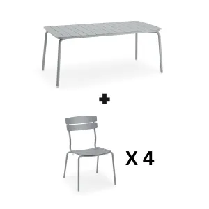 Wellmax Verano Outdoor Aluminium Rectangle Dining Table Set with 4 Chairs, Grey