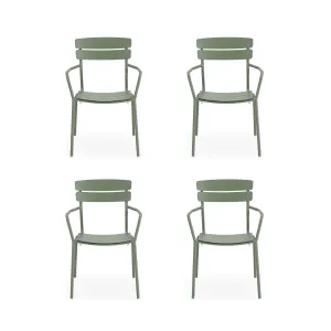 Wellmax Verano Outdoor Aluminium Dining Armchair, Set of 4, Green