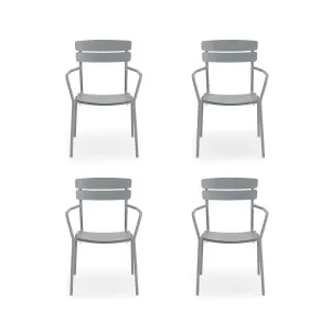 Wellmax Verano Outdoor Aluminium Dining Armchair, Set of 4, Grey