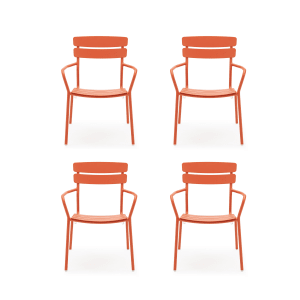 Wellmax Verano Outdoor Aluminium Dining Armchair, Set of 4, Terracotta
