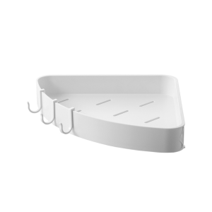 ZenLife Bathroom Wall Shelf with Hooks, Corner, 31x23x4cm