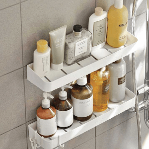 ZenLife Bathroom Wall Shelf with Hooks, 39.8x11x5cm