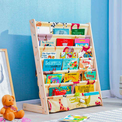 Alpaka Libby Solid Pine Canvas Bookshelf, Animal