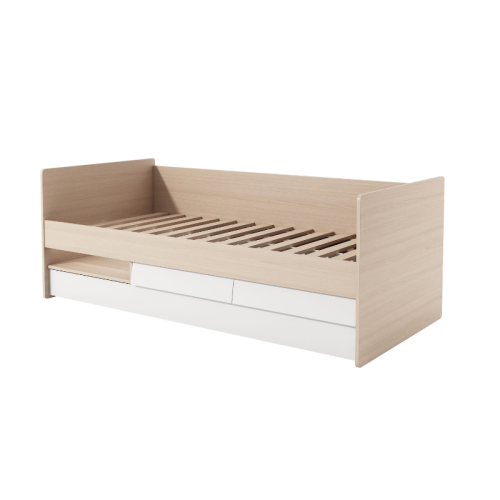 Alpaka Kaia Kids 2 in 1 Daybed with Underbed and Storage, White & Oak Effect, Long Single, 97.2x208.2x77cm