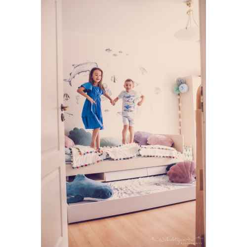 Alpaka Kaia Kids 2 in 1 Daybed with Underbed and Storage, White & Oak Effect, Long Single, 97.2x208.2x77cm