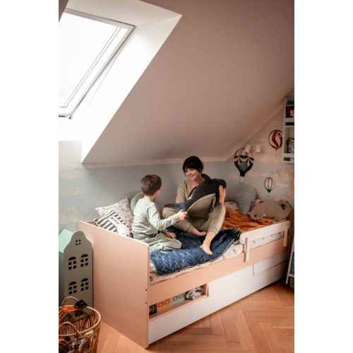 Alpaka Kaia Kids 2 in 1 Daybed with Underbed and Storage, White & Oak Effect, Long Single, 97.2x208.2x77cm