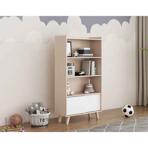 Alpaka Kaia Kids Bookcase, White & Oak Effect, 95x35x167cm