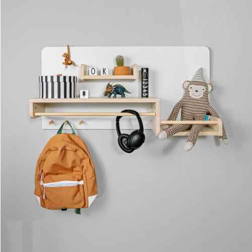 Alpaka Kaia Kids Hanging Shelf, White & Oak, 90x21.5x45cm