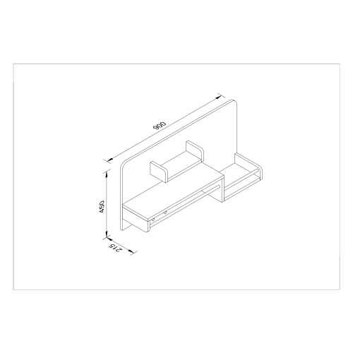 Alpaka Kaia Kids Hanging Shelf, White & Oak, 90x21.5x45cm